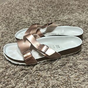 Birkenstock metallic rose sandal.  Womens 41